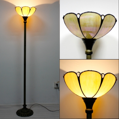 One Head Bowl Shade Floor Light Tiffany Rustic Clear/Purple/White/Yellow Glass Floor Lamp for Villa Hotel