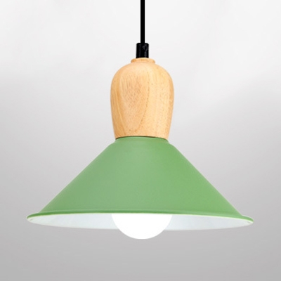 Aluminum Conical Shade Pendant Light Restaurant Kitchen 1 Head Macaron Hanging Light in Blue/Green/Red/Yellow