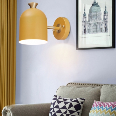 Macaron Style Dome Wall Light 1 Light Iron Wall Lamp in Blue/Green/Pink/Yellow for Child Bedroom