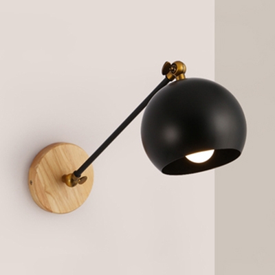 Macaron Style Globe Wall Light Rotatable 1 Light Iron Wall Sconce in Black/White for Study Room