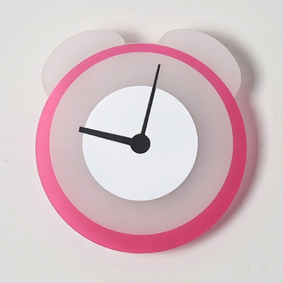 Acrylic Clock Wall Light Cute Pink Sconce Light in White/Warm for Boy Girl Bedroom