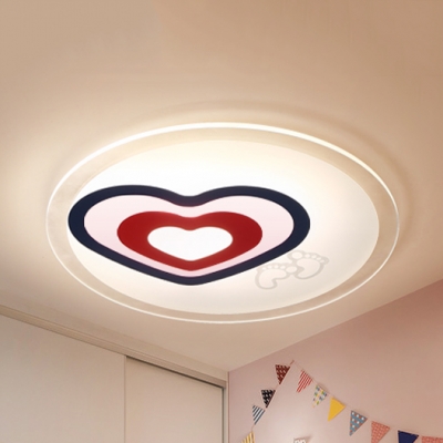 Acrylic Heart & Feet Flush Mount Light Girls Bedroom Kids Ceiling Lamp with Warm/White Lighting