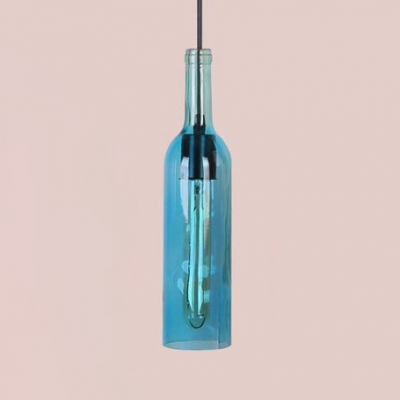 Antique Style Wine Bottle Pendant Light 1 Light Glass Hanging Light for Dining Table Bar