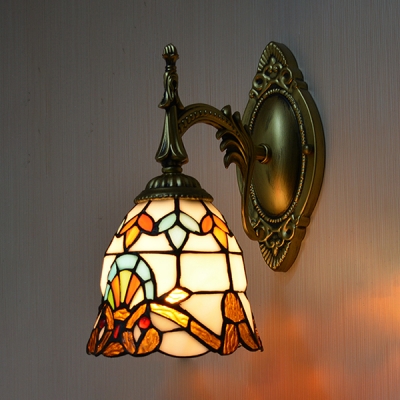 Bell Dining Room Sconce Light Stained Glass 1 Light Tiffany Style Baroque Wall Lighting