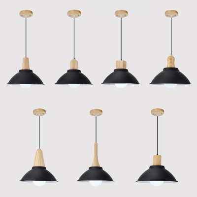 Black Bowl Shade Pendant Light 1 Light Vintage Style Aluminum Hanging Light for Kitchen