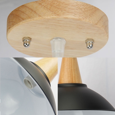 Black Bowl Shade Pendant Light 1 Light Vintage Style Aluminum Hanging Light for Kitchen