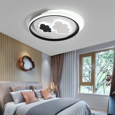 Black & White Cloud Ceiling Mount Light Modern Acrylic Warm/White Lighting Flush Light for Bedroom