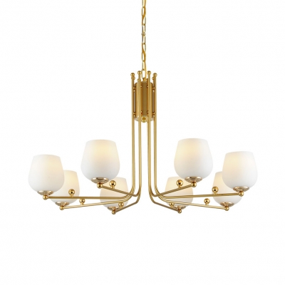 Bud Shade Restaurant Chandelier Metal 3/6/8 Lights Contemporary Ceiling Light in Gold