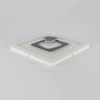 Child Bedroom Square Ceiling Fixture Acrylic Nordic Style White Step Dimming LED Flush Mount Light