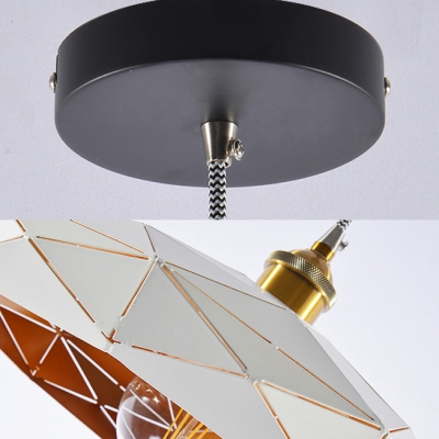 Creative Lattice Hat-Shaped Pendant Light Edison Bulb 1 Light Black/Blue/White/Yellow for Cafe