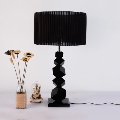 Crystal Abstract Body Table Light 1 Light Art Deco Plug In Desk Lamp in Black for Living Room