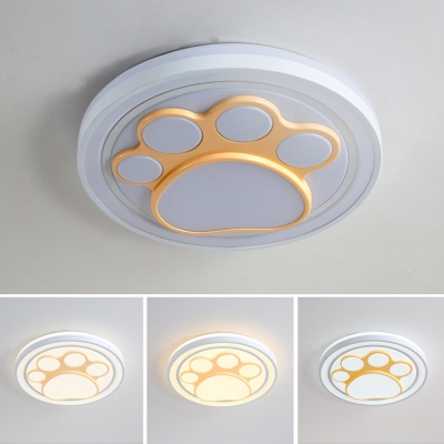 Cute Cartoon Pattern Ceiling Mount Light Acrylic Stepless Dimming/Warm/White LED Flush Light for Girls Bedroom
