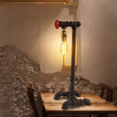 Glass Open Bulb Desk Light 1 Light Antique Style Desk Lamp with Water Pipe for Restaurant