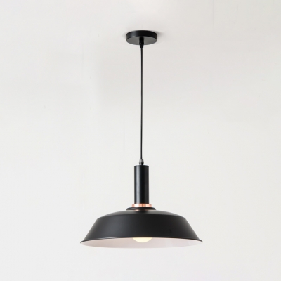 Aluminum Barn Shade Pendant Light 1 Light Industrial Hanging Light in Black/White for Dining Room
