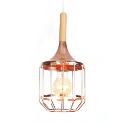 Industrial Caged Pendant Light with/without Crystal 1 Light Metal Hanging Lamp for Cafe Bar