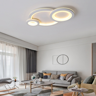 Living Room Ring LED Ceiling Light Acrylic Contemporary Gray/White Flush Light in Warm/White