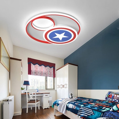 Metal Star LED Flush Light Cartoon Stepless Dimming/Third Gear/White Ceiling Light for Boy Bedroom