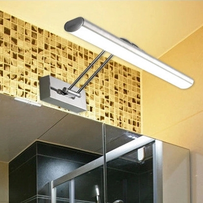 Modern Linear LED Vanity Light Rotatable Chrome Metal Sconce Light with White Lighting for Bathroom