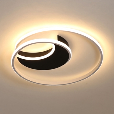 Modern Ring LED Flush Mount Light Acrylic Black Ceiling Lamp in Warm/White for Child Bedroom
