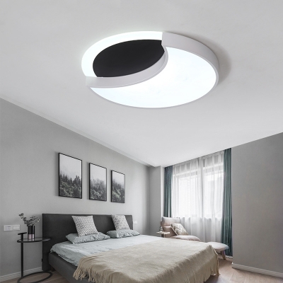 Nordic Style Moon LED Ceiling Fixture Acrylic Warm/White Lighting Flush Light for Study Room