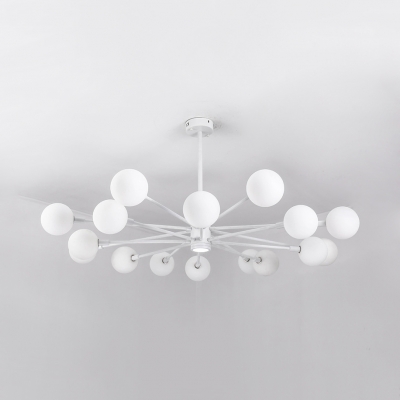 Orb Shade Living Room Chandelier Clear/Milk Glass 10/12/16 Lights Creative Pendant Light in White