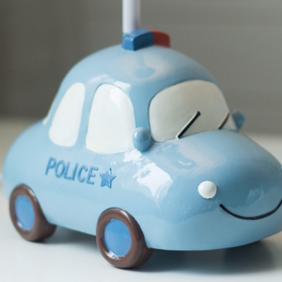 Police Car Kid Bedroom Desk Light Resin 1 Light Dimmable Cartoon Study Light in Blue