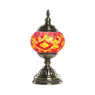 Stained Glass Trophy Desk Light Office 1 Light Handmade Moroccan Turkish Table Lamp in Blue/Red/White
