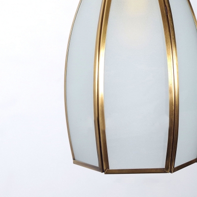 Traditional Vase Shape Ceiling Light 1 Light Glass Metal Ceiling Lamp in Brass for Bedroom