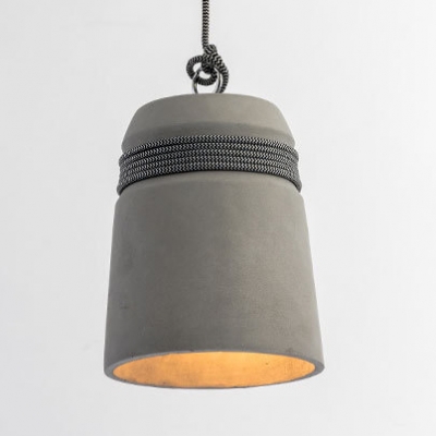 Vintage Bucket Shape Hanging Light 1 Light Cement Ceiling Lamp in Gray for Restaurant Cafe