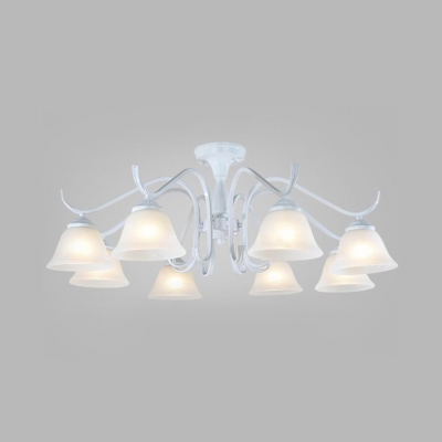 Vintage Style Ceiling Lamp Bell 8 Lights Frosted Glass Semi Flush Light for Room