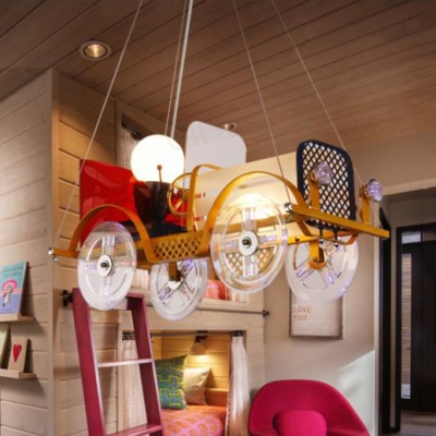 Yellow Classic Car Pendant Light Modern Creative Metal Hanging Light in Warm/White for Cloth Shop