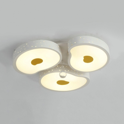 3/5 Heads Petal LED Flush Light with Crystal Modern Metal Stepless Dimming/Third Gear Ceiling Lamp for Living Room