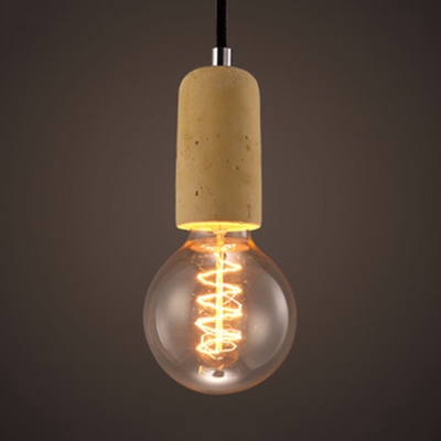 Bare Bulb Suspension Light 1 Head Industrial Style Cement Hanging Light for Bar Living Room