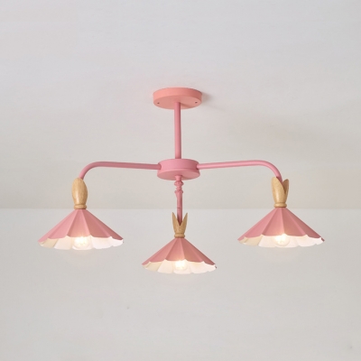 Gray/Pink/White Cone Hanging Light 3/6/8 Lights Macaron Loft Metal Chandelier for Restaurant Cafe