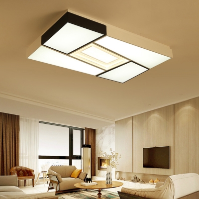 Simple Style LED Flush Mount Light Rectangle Acrylic Ceiling Lamp with Warm/White Lighting for Bedroom