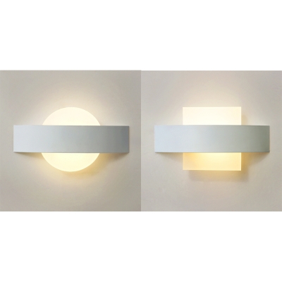 Acrylic Circle/Square Wall Lamp Bedroom Hallway Simple Style White LED Sconce Light in Warm