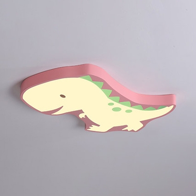 Acrylic Dinosaur LED Ceiling Mount Light Kindergarten Lovely Blue/Pink/White Flush Light in Warm/White