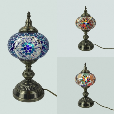 Art Deco Spherical Desk Lamp One Light Stained Glass Table Lamp In