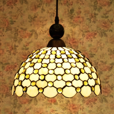 Bead/Dragonfly/Leaf Bedroom Pendant Light Glass 1 Light Tiffany Style Vintage Pendant Lamp