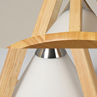 Beige Triangle Hanging Light 1/3 Lights Modern Style Wood Ceiling Light for Dining Room