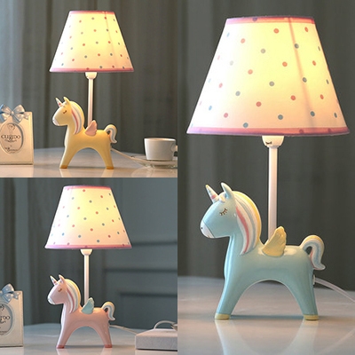 Blue/Pink/Yellow Unicorn Reading Lamp 1 Light Lovely Resin Desk Light for Study Room