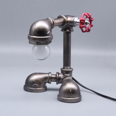 Bronze/Silver Water Pipe Desk Light 1 Head Industrial Metal Table Lamp for Boy Bedroom