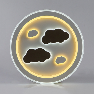 Child Bedroom Heart Round Ceiling Fixture Acrylic Cute White Step Dimming LED Flush Mount Light