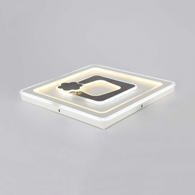 Child Bedroom Square Ceiling Fixture Acrylic Nordic Style White Step Dimming LED Flush Mount Light