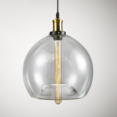 Cylinder/Globe Ceiling Pendant 1 Light Industrial Clear Glass Hanging Light for Dining Room