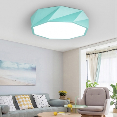 Foyer Octagon LED Flush Mount Light Acrylic Macaron Loft Candy Colored Ceiling Fixture in Warm