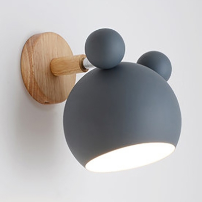 Globe Kids Bedroom Wall Sconce Metal 1 Light Cute Sconce Light in Macaron White/Green/Pink/Gray