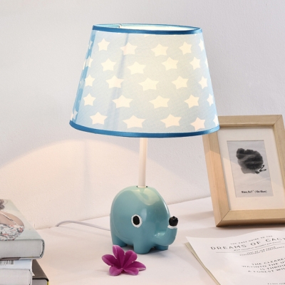 Kid Bedroom Elephant LED Desk Light Fabric Resin 1 Light Animal Blue Dimmable Reading Light