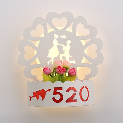 Lovely White Sconce Light Flower/Rudder/Tree/Trophy Acrylic Wall Light in Warm for Bedroom