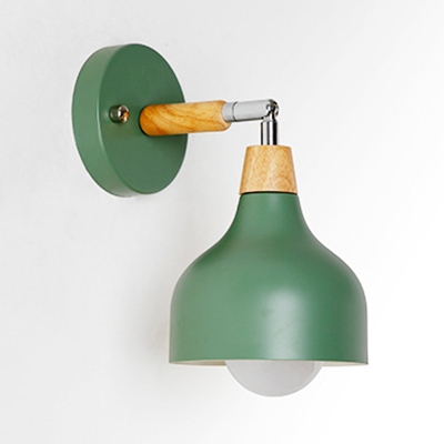 Metal Dome Rotatable Sconce Light 1 Light Nordic Style Wall Lamp in Macaron White/Green/Gray for Bedroom